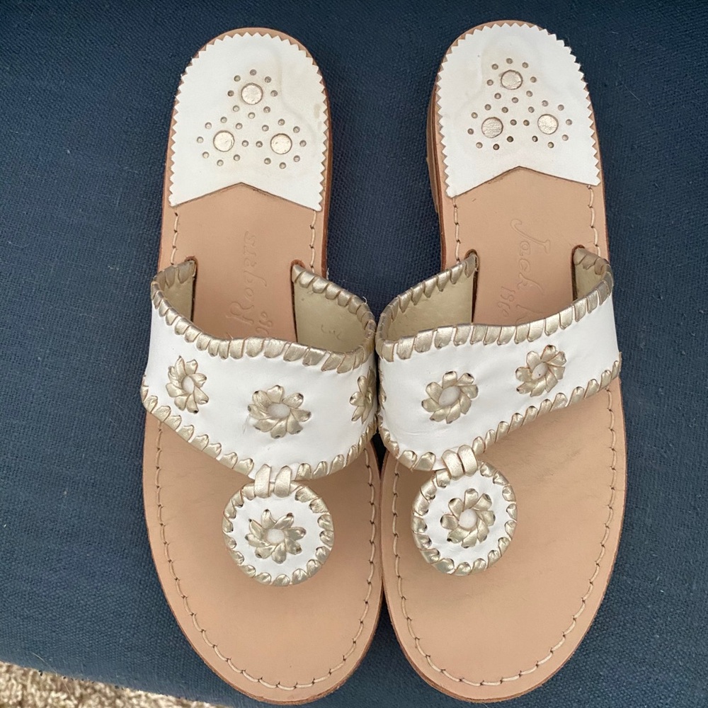 White and gold Jack Roger sandals